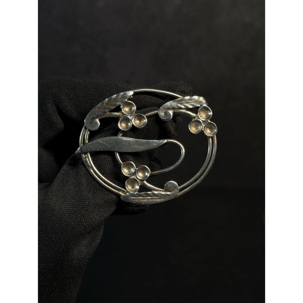 Vintage Sterling Silver Floral Large Openwork Brooch